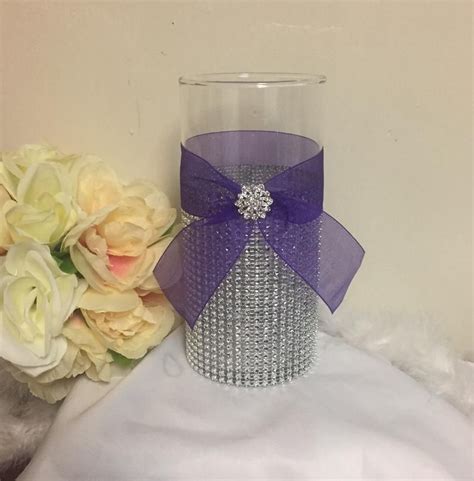 Purple Wedding Theme Centerpiece Rhinestone Vase Bling Vase Etsy