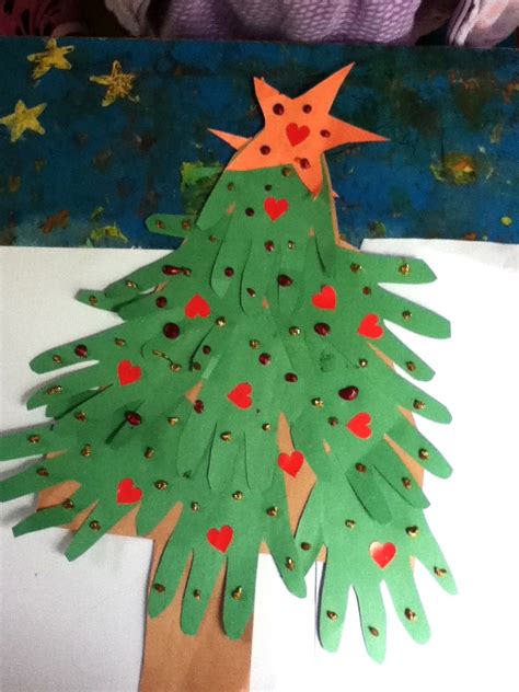 Handprint Christmas Tree Craft Preschool Education For Kids
