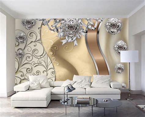Online Wholesale Wallpaper European Golden Lace Jewelry Flower Living