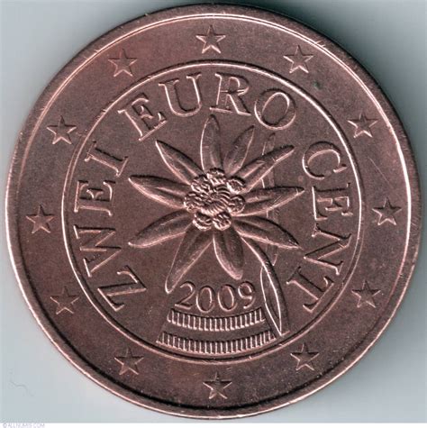 2 Euro Centi 2009 Euro 1999 2009 Austria Monedă 5052