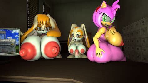 Rule D Amy Rose Anthro Ass Big Breasts Breasts Cream The Rabbit Erect Nipples Female Furry