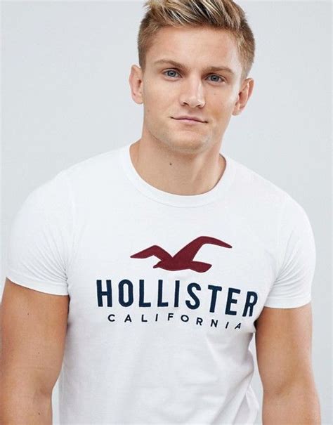 Hollister Muscle Fit T Shirt Tech Logo In White Hollister Clothes