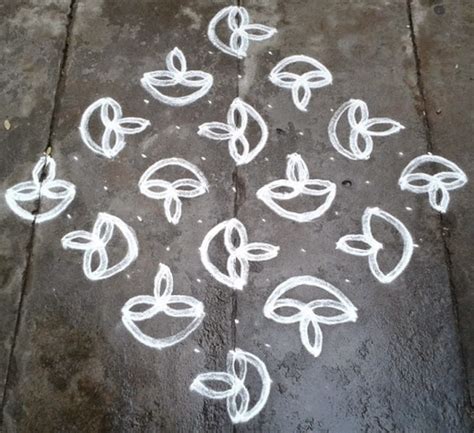 Pongal kolam images & pictures: 15 by 1 Ner Pulli Lamp Kolam For Pongal Step By Step ...
