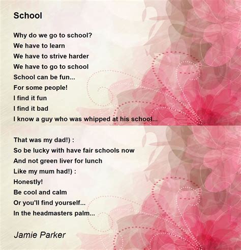 School Poem By Jamie Parker Poem Hunter
