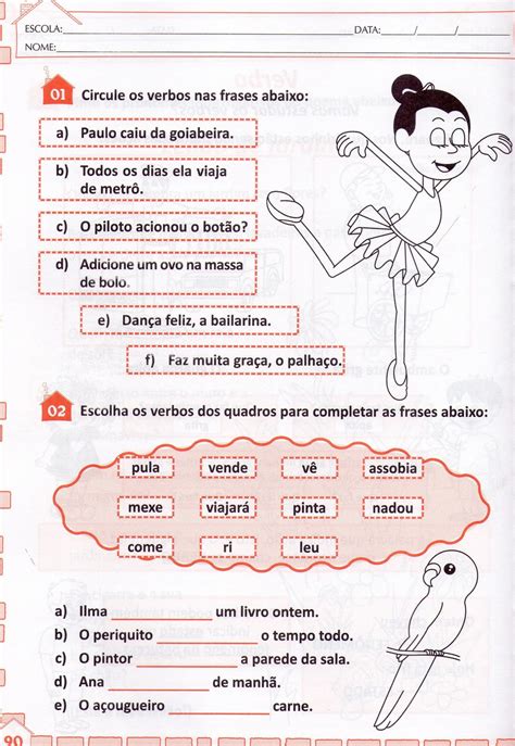 Escola Saber Atividades português 4 ano verbos