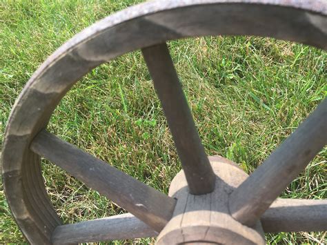 Small Antique Wooden Spoke Iron Rim Wagon Wheel