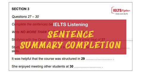 Sharpen Your Ielts Listening Skill Sentence Summary Completion