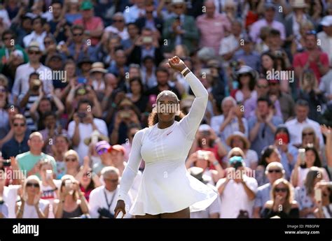 Serena Williams Celebrates Her Win Against Camila Giorgi On Day Eight Of The Wimbledon