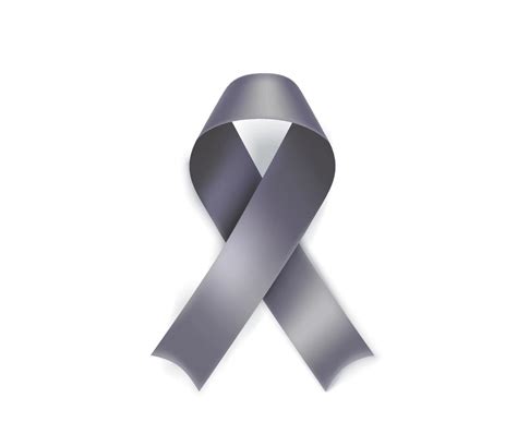 Brain Cancer Awareness Month Symbol Grey Ribbon Isolated On White