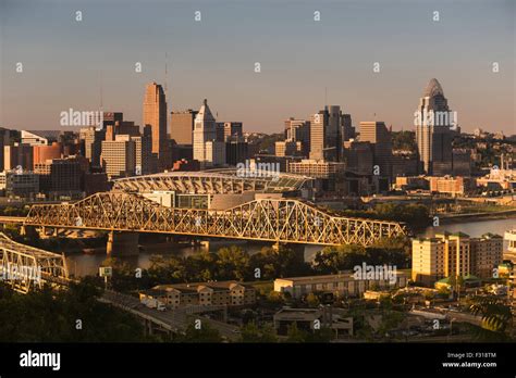 Ohio River Bridges Downtown Cincinnati Ohio Skyline From Covington