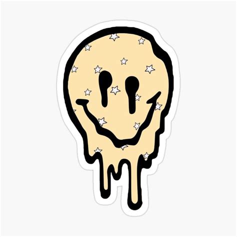 Yellow Drippy Smiley Face Sticker By Samantha Brachman Smiley Face