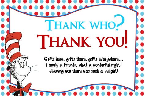 Dr Seuss Thank You Cards For Baby Shower Printable File