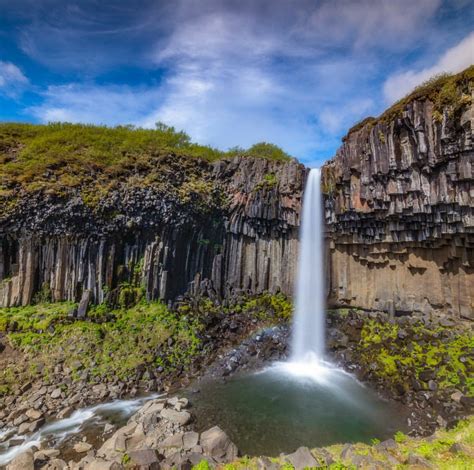 Svartifoss Waterfall In Skaftafell Vatnajökull National Park In