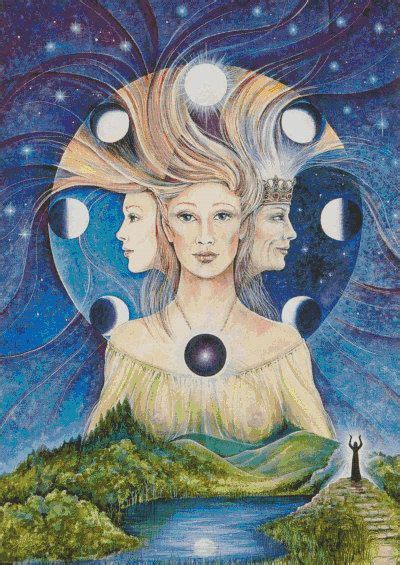 Triple Goddess Triple Goddess Maiden Mother Crone Pagan Art