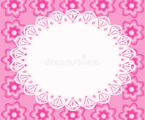 Lace Frame With Pink Flowers Stock Vector Illustration Of Ornate