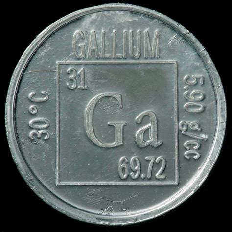 Element coin, a sample of the element Gallium in the ...