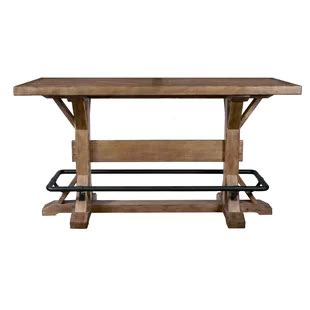This table has stainless steel frame and board laminate wood finish, similar to the coffee table i posted above. Williston Forge Lightsey Pub Solid Wood Dining Table | Solid wood dining table, Wood dining ...