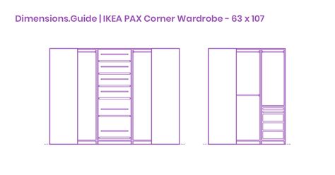 The pax wardrobe frames come in two heights, 201cm and 236cm. IKEA PAX Corner Wardrobe - 63 x 107 Dimensions & Drawings ...
