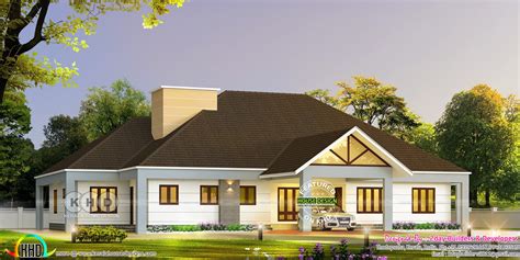 The sitting area and the kitchen are typically located on the lower sections of the house while the bedrooms are. Bungalow style 5 bedroom sloping roof home - Kerala home design and floor plans