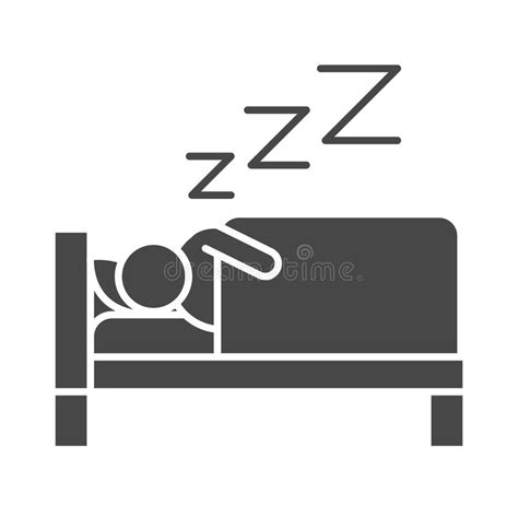 Insomnia Character Sleeping In The Bed Silhouette Icon Style Stock