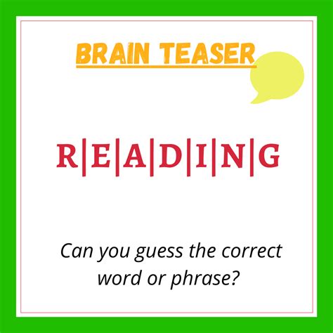 R E A D I N G Riddle Answer Brain Teaser REBUS PUZZLER