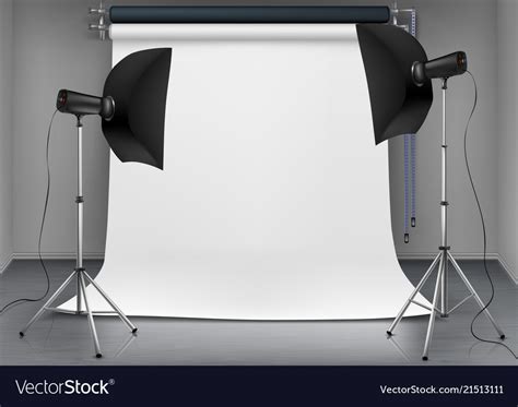 Empty Photo Studio With Lighting Equipment Vector Image