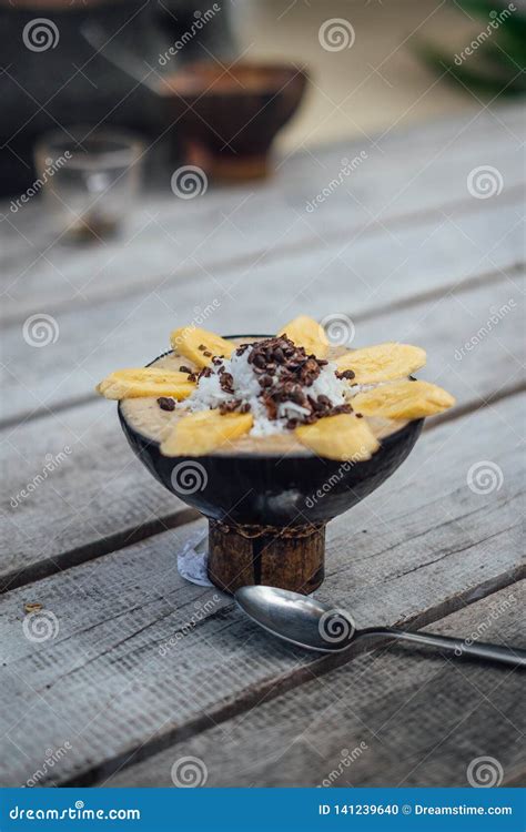 Smoothie Bowl With Bananas And Cacao Stock Photo Image Of Cacao Bowl