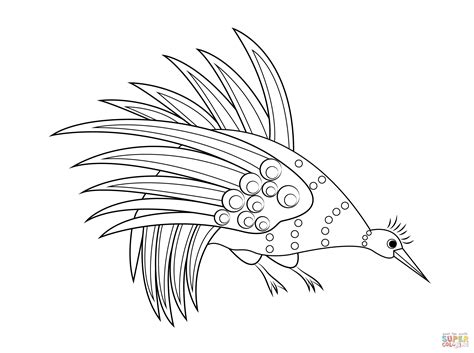 Rainbow Bowerbird Aboriginal Art Coloring Page Free Printable