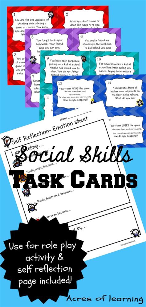 Social Skills Task Cards Behavior Scenarios Role Play Distance