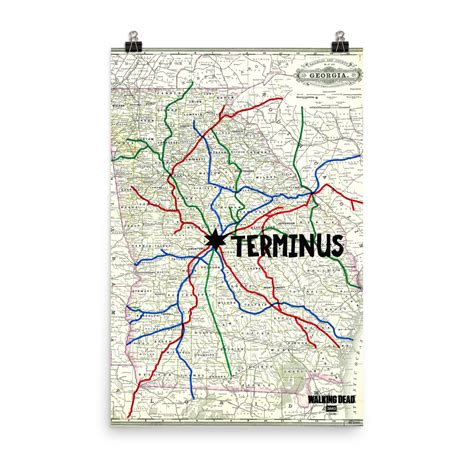 The Walking Dead Terminus Map Premium Satin Poster The Walking Dead Shop