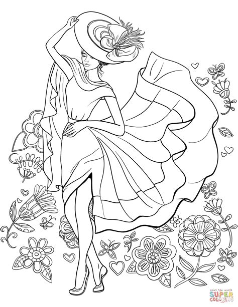 Pin Up Girl Coloring Pages For Adults Sketch Coloring Page