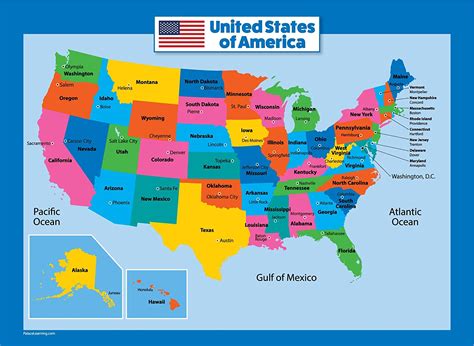 United States Map For Kids Map Of The Usa With State Names