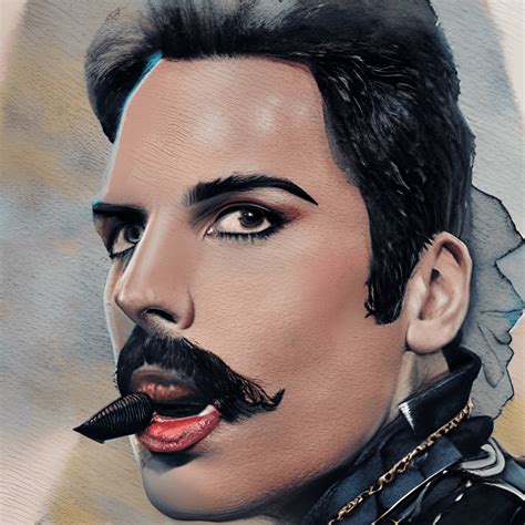 Freddie Mercury Portrait Watercolor Hyper Realistic · Creative Fabrica