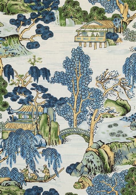 Asian Scenic Blue And Green F975462 Collection Dynasty From Thibaut