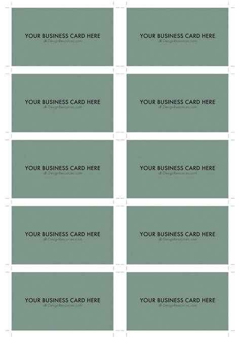 A4 Business Card Template Psd 10 Per Sheet Blank Business Cards