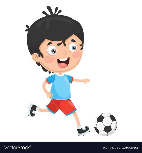 Of Kid Playing Football Royalty Free Vector Image