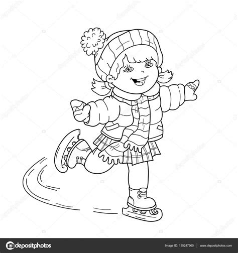 Coloring Page Outline Of Cartoon Girl Winter Coloring Book For Kids