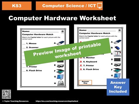 Computer Hardware Worksheet Ks3 Computer Science Ict Teaching