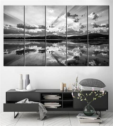 Landscape Wall Art Canvas Black And White Poster Lake Print On Etsy