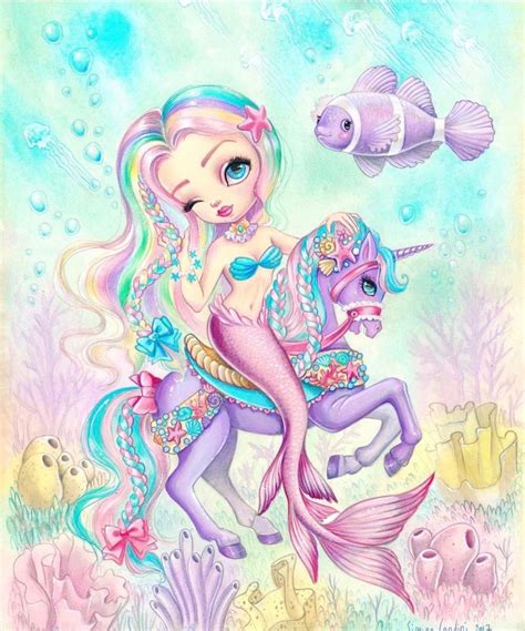 Rainbow Unicorn Mermaid Dibujos Faciles Lindos