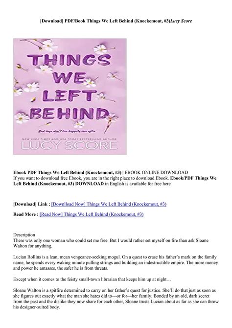 Download Pdf Things We Left Behind Knockemout 3 Lucy Score By