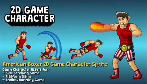American Boxer 2d Game Character Sprite Gamedev Market
