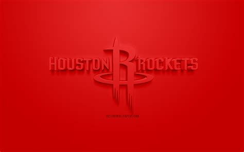 Download Wallpapers Houston Rockets Creative 3d Logo Red Background