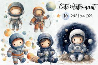 Cute Astronaut Watercolor Sublimation Graphic By PimmyArt Creative