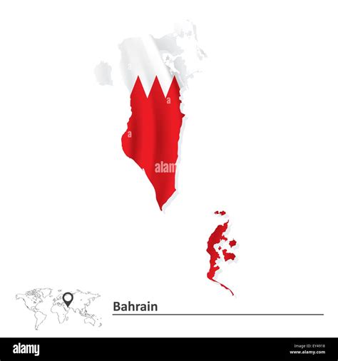 Map Of Bahrain With Flag Vector Illustration Stock Vector Image And Art