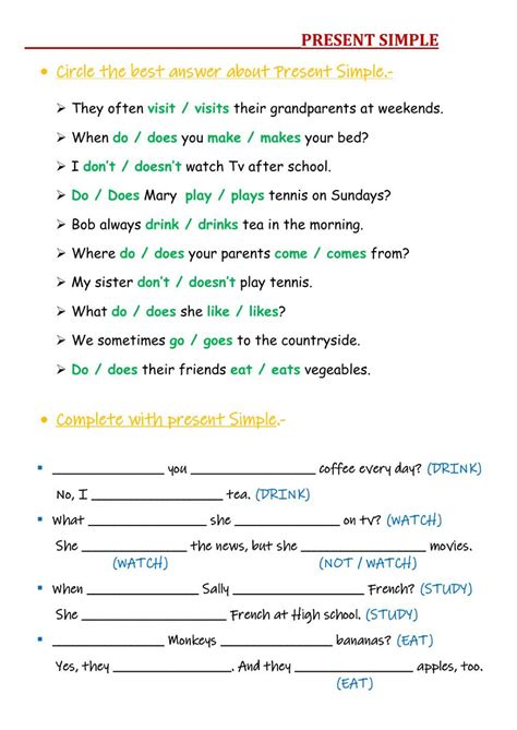 Presente Simple Letter Words Simple Present Tense English Grammar