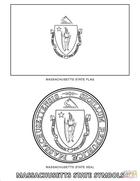 Massachusetts State Symbols Coloring Page Free Printable Coloring Pages