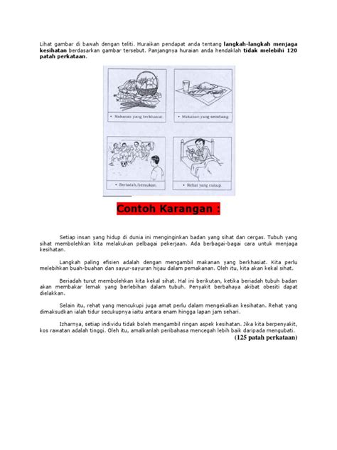 Sekolah kamu mengadakan minggu kesedaran kesihatan peringkat sekolah. Karangan Langkah Menjaga Kesihatan