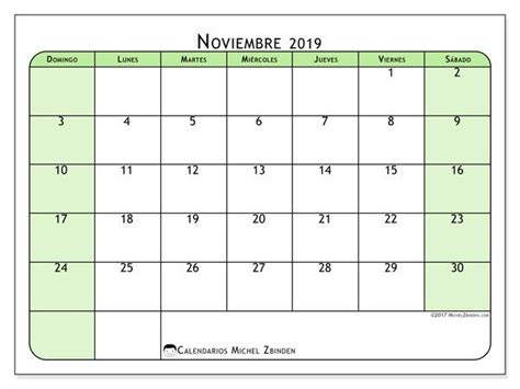 Calendario Noviembre 2019 65ds Calendario Para Imprimir Gratis