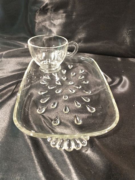 Vtg Hazel Atlas Teardrop Snack Plate And Cup Sets From 1950s Etsy